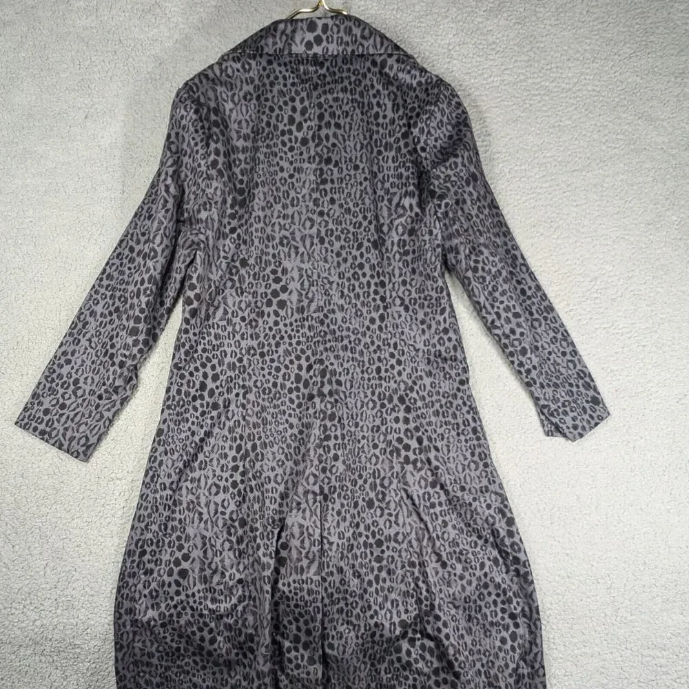 Kirna Zabete Jacket Womens Size Medium Black Grey Animal Print Trench